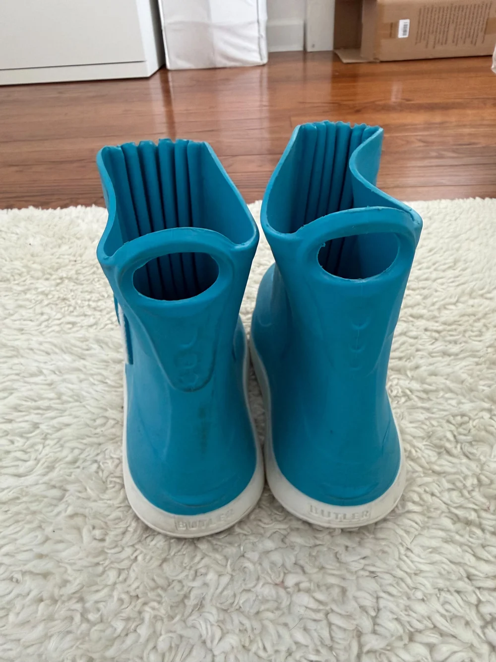 Butler Blue Rain Boots Kids Size 10-11 Waterproof Pull Loops Slip On Outdoor Fun